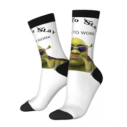 Autumn Winter Retro Unisex Born To Slay Forced To Work Funny Shreks Socks Non-slip Skateboard Socks