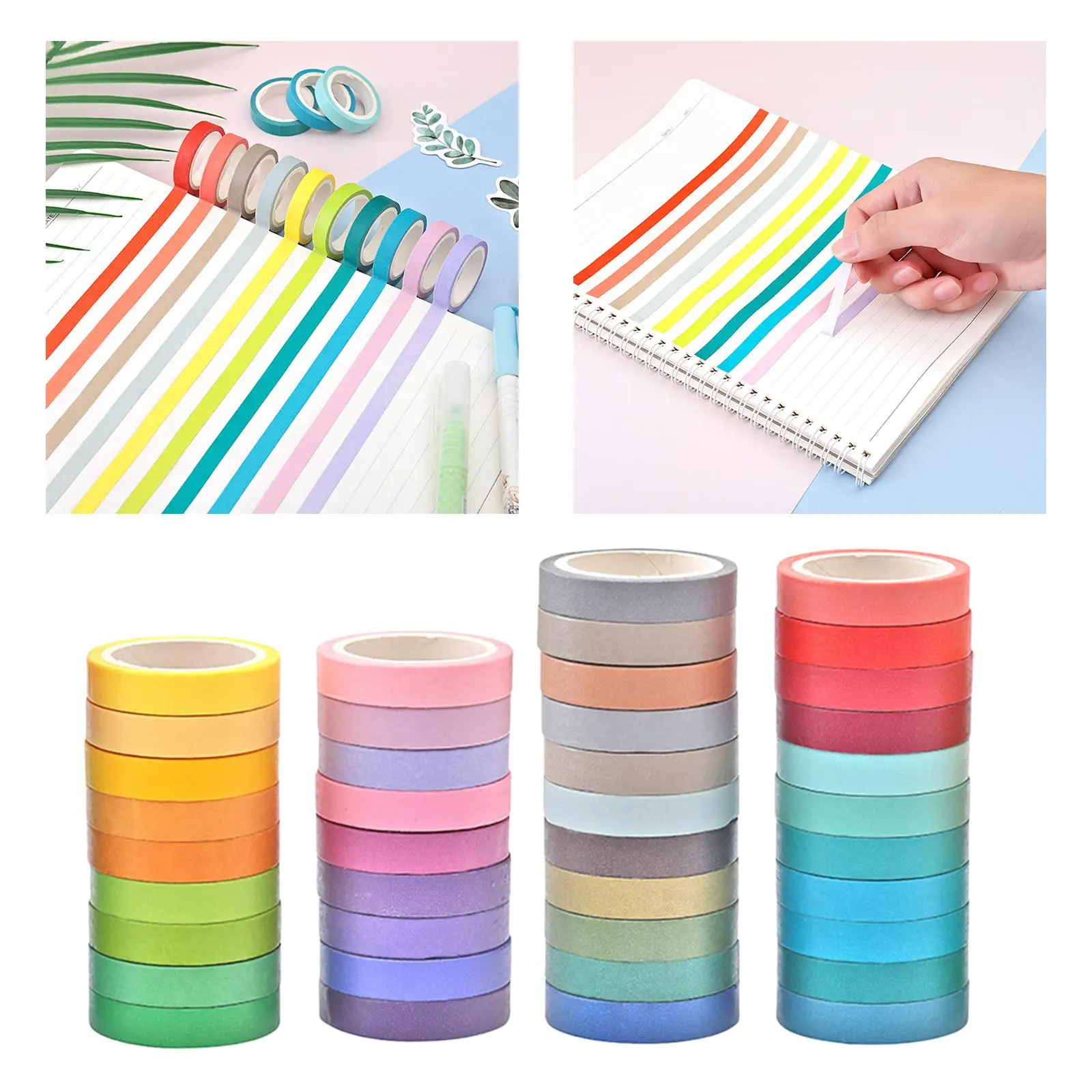 40pcs Rainbow Washi Tape Set Decorative Tape for Gift Wrapping