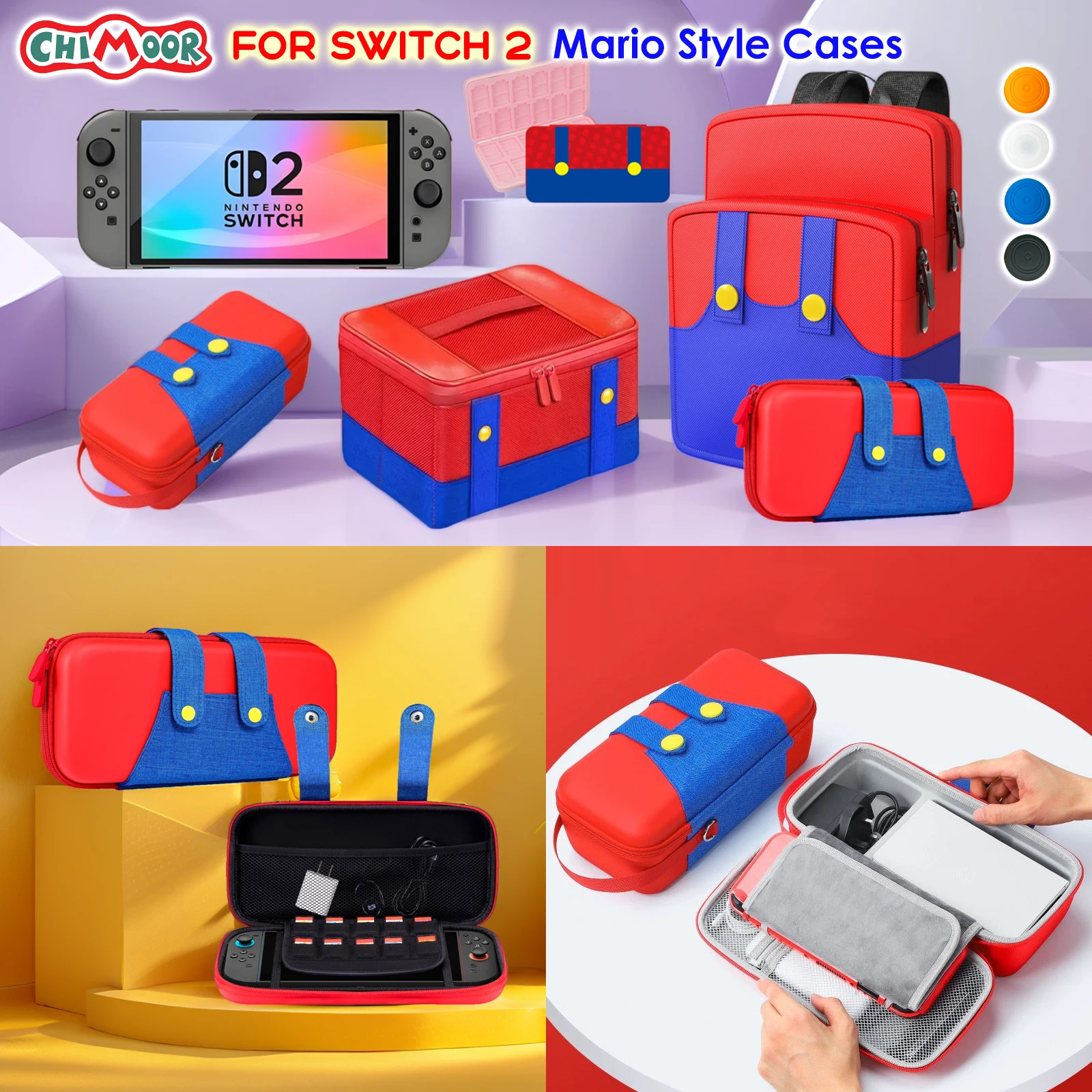 

For NS2 Mario Style Carrying Case for Switch 2 – Cute Cartoon Anime Design NS2 Travel Bag with Storage Pockets for Girls Boys