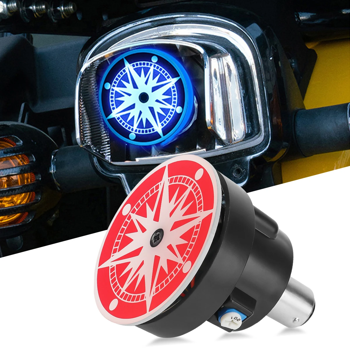 

Motorcycle Tail lights Brake lights Rotating Mini LED Flashing Warning Light Motorcycle Rear Light Blood Wheel Eye 12V Highlight