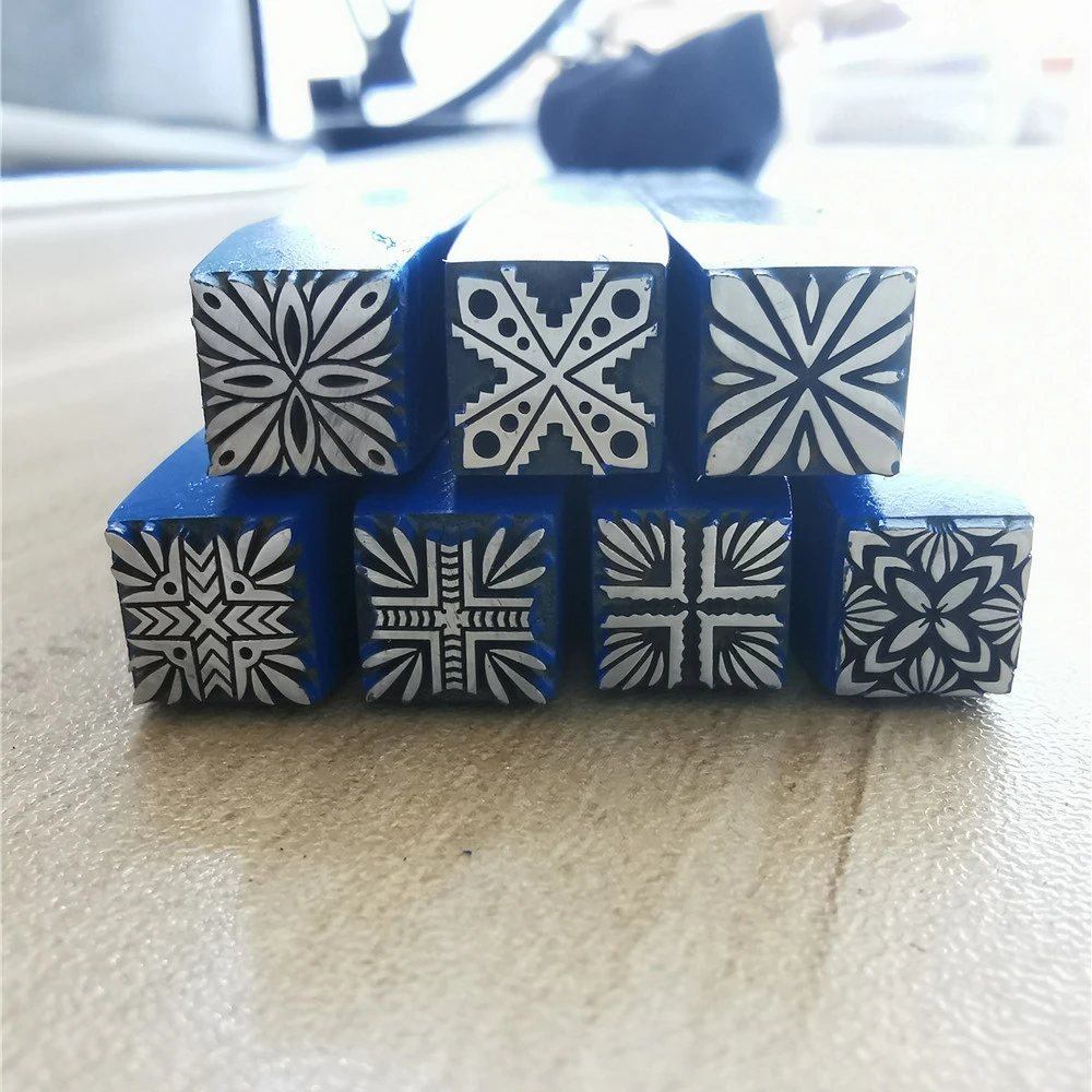 8mm Square Vintage Pattern Metal Stamping Punch Jewelry Punching Tool Steel Stamper Silver Bracelet Leather Custom Logo Press