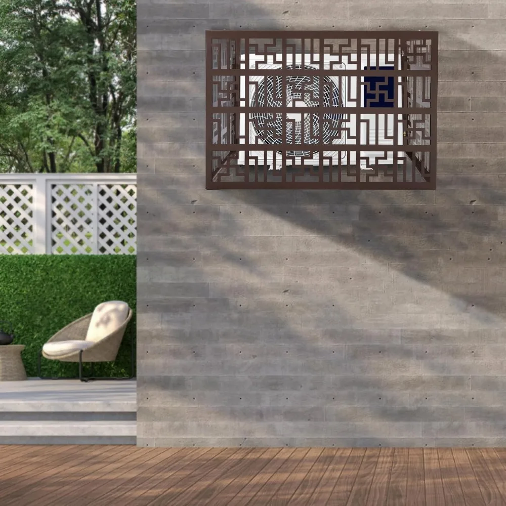 エアコンフェンス 43.31×31.5インチ 高さ4パネル アルミ合金製プライバシースクリーン 屋外プール設備囲い