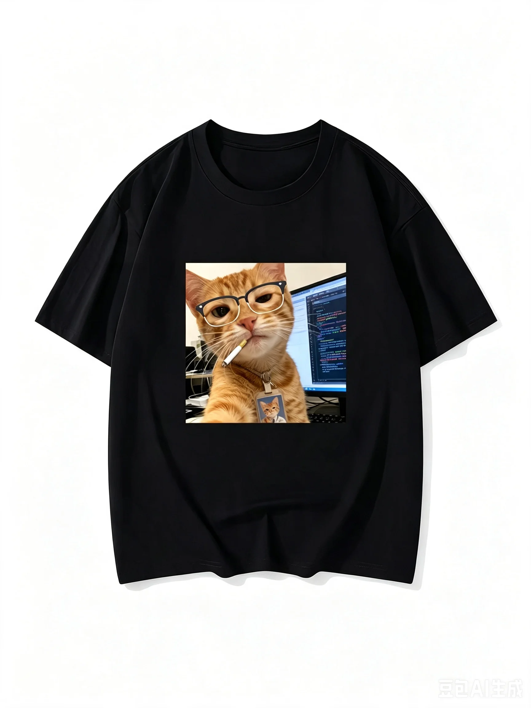 2026 Funny Programmer Cat Meme T-Shirt Coding Orange Cat Graphic  Summer Short Sleeve Humour IT Worke