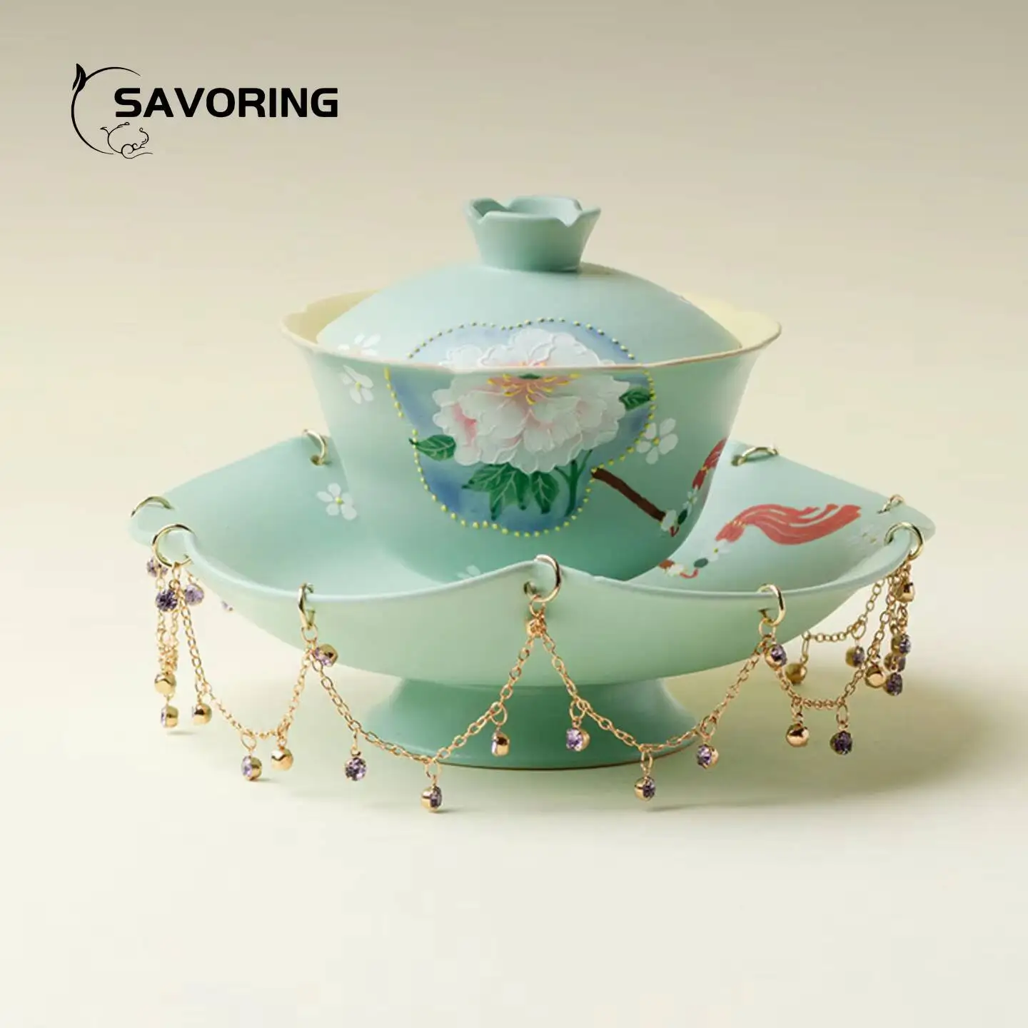 Hand-Painted Peony Gaiwan Chinese Tea Bowl  Exquisite Jingdezhen Tea Cup Tool Kung Fu Wan Cups 100 Ml Porcelain Handmade Set Gai