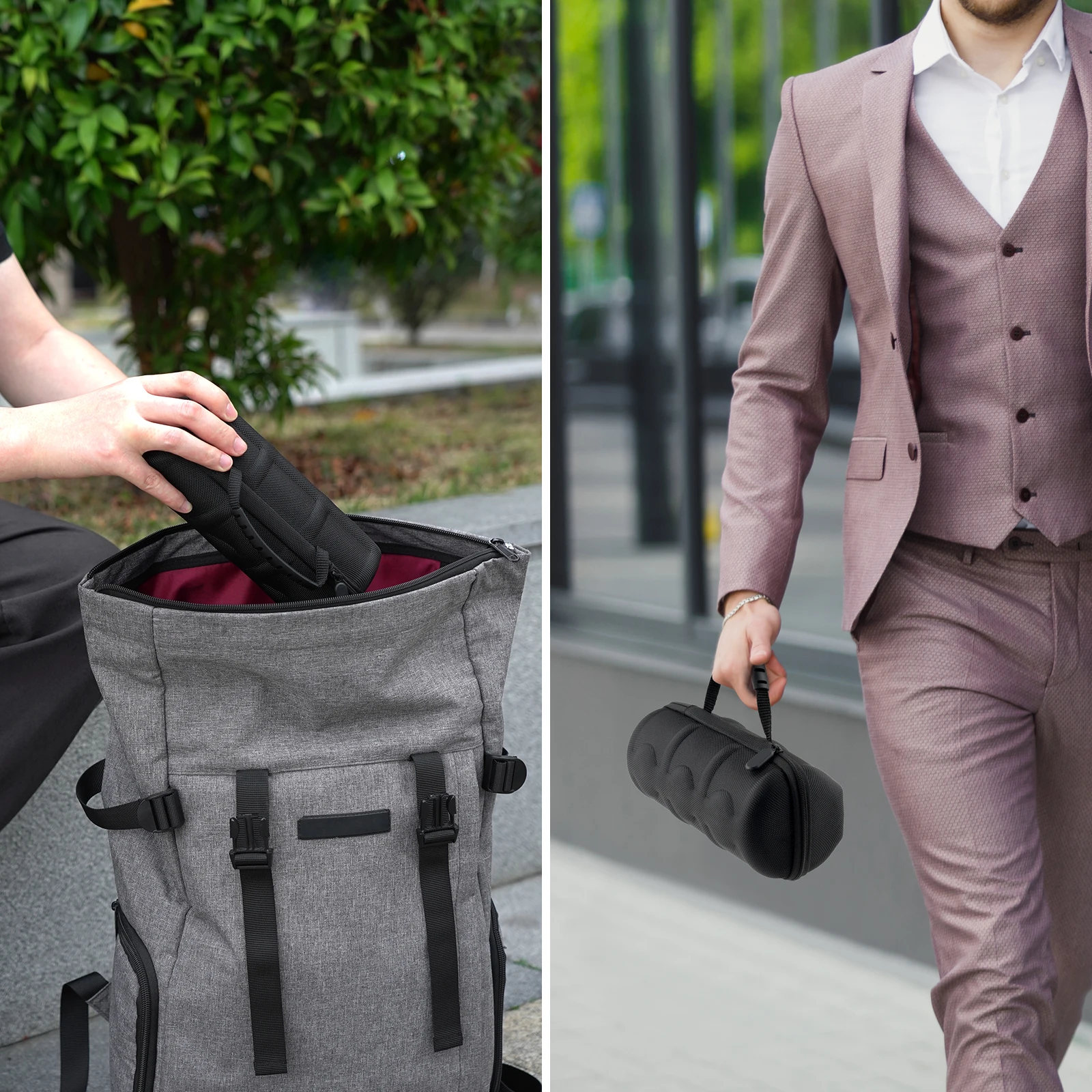 Premium-Hartschalen-Uhrenreisetui mit 3 Fächern – schützende Aufbewahrungsbox für Herren- und Damenuhren – stoßfest – Detail 3