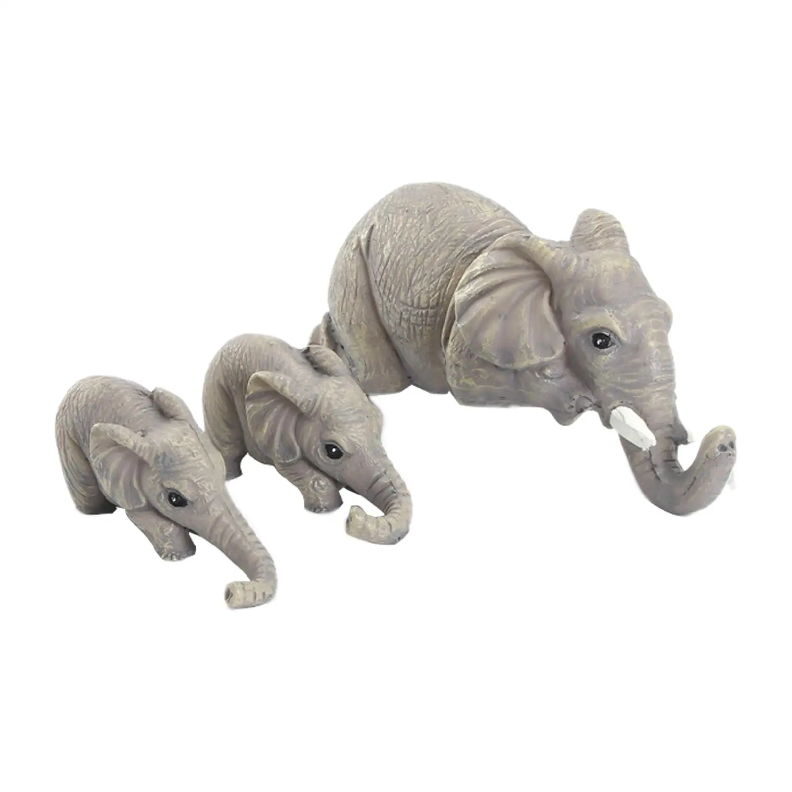 3Pcs Elephant Statues Birthday Gift Crafts Display Animal Figurines Artificial Ornaments for Indoor Office Garden Desktop Home