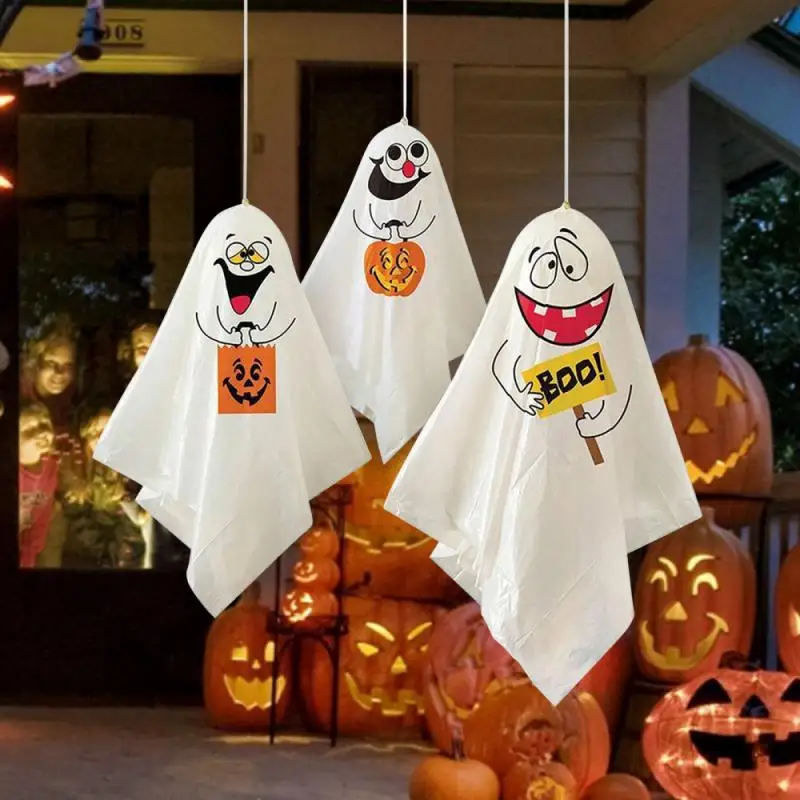 Mini fantasma colgante para decoración de Halloween, accesorios de fiesta, suministros de decoración para interiores y exteriores, 3 piezas