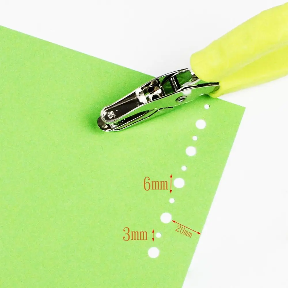 2Pcs 3/6mm Single Hole Punching Machine Portable Rubber Handle Mini Paper Puncher 3 Color Available Creative Handheld Hole Punch