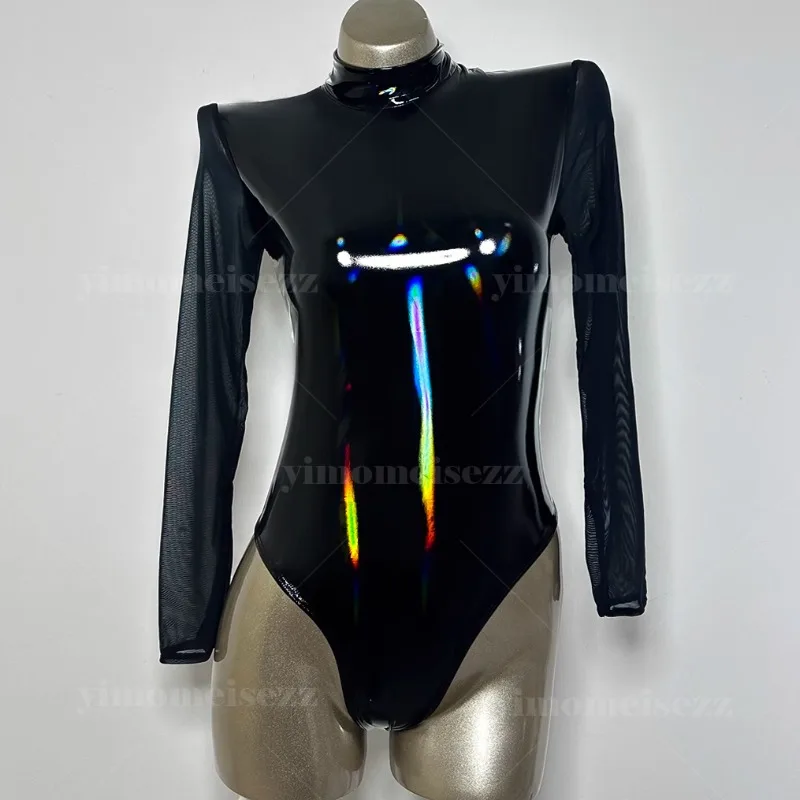 

Customized Jumpsuit Corset Tight Fitting Outfit Slim Fit Sexy Spicy Girls Single Sleeve Mesh High Neck Performance Leotard