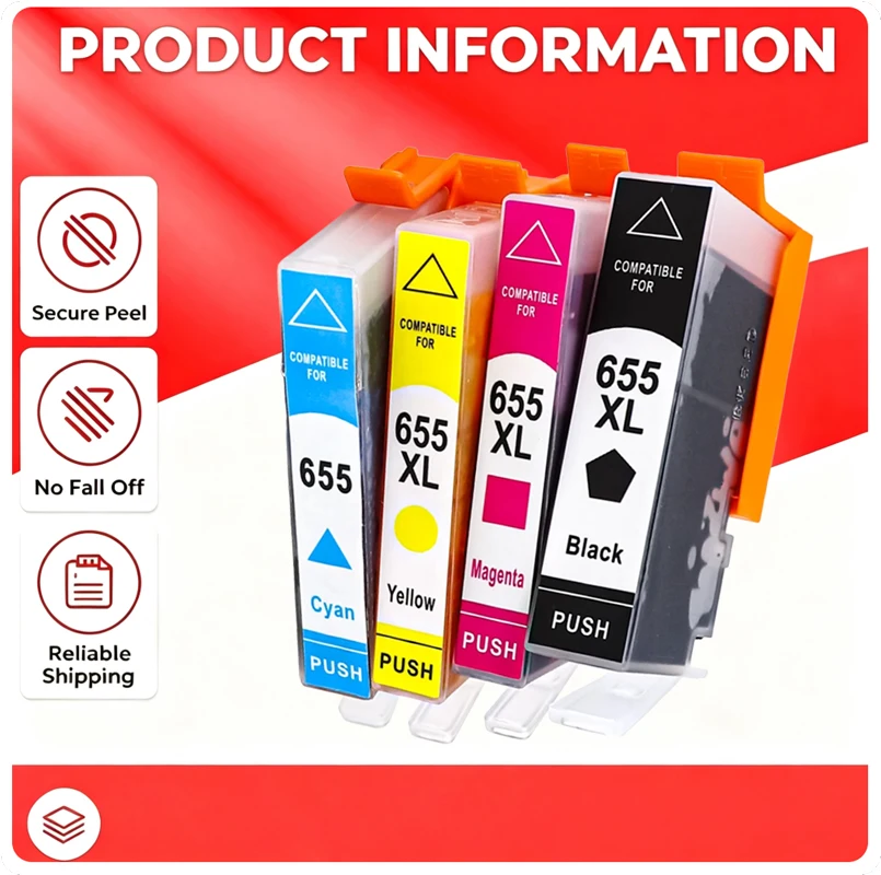 Compatible 655XL Ink Cartridge for HP 655  3525 4615 4625 5525 6520 6525 6625 Printer, Replacement Ink Cartridge