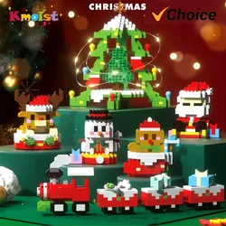 Christmas Gifts Set Building Block with Led Series Santa Claus Deer Eve Puzzle Assembling Bricks Table Decoration Kids Xmas Gift