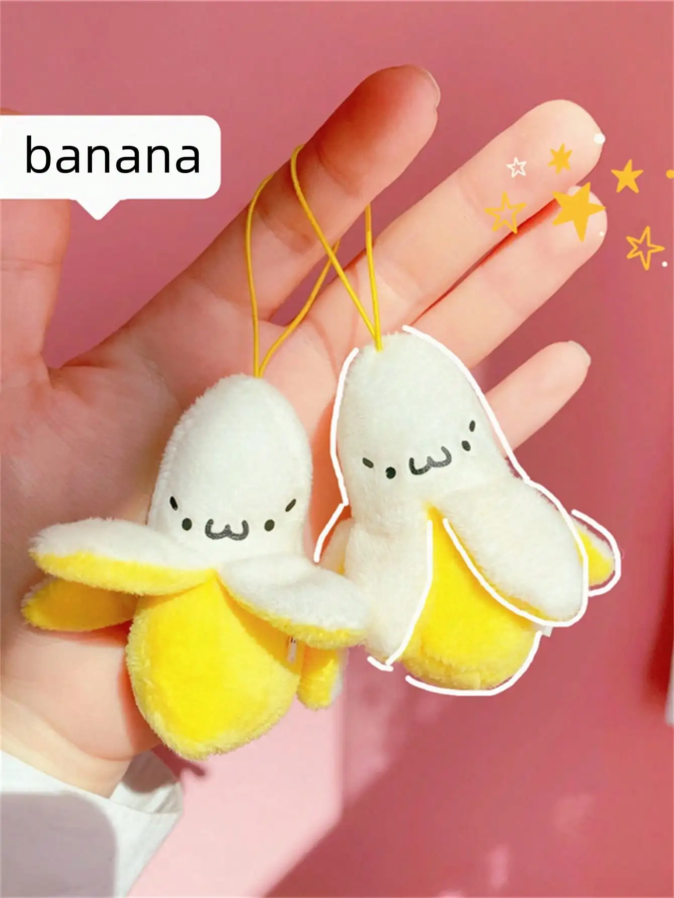 1-10 unidades Llavero de plátano de peluche de dibujos animados, colgante de plátano peludo Kawaii para mochila, juguete para mujer, hombre, niño, muñeco, llavero para bolso y coche