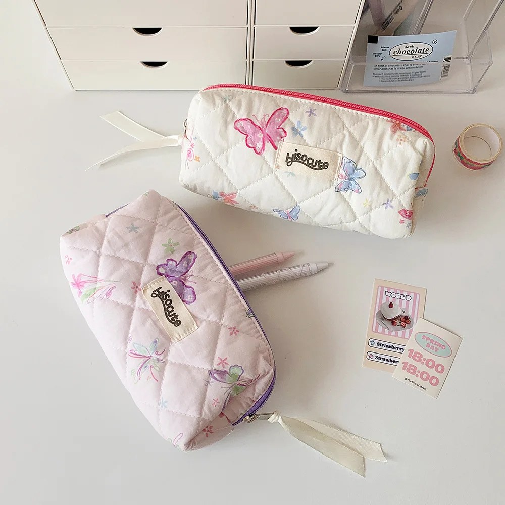 Butterfly Y2K Butterfly Stationery Bag Desktop Storage Large Capacity Korean Style Pencil Case Aesthetic Cosmetics Card Pen
