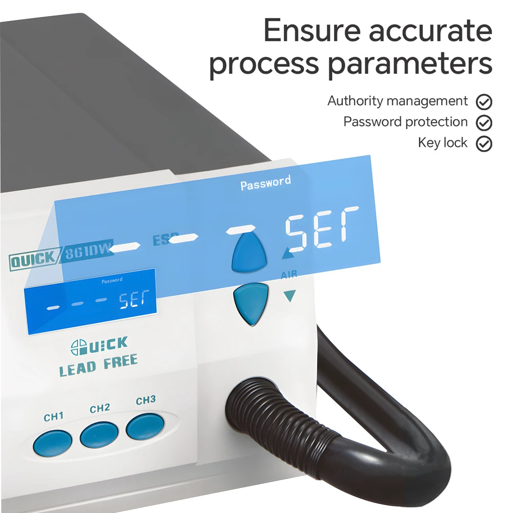 QUICK 861DW Professional Soldering Station Digital Display For PCB Chip Repair Lead-Free Hot Air Soldering Station