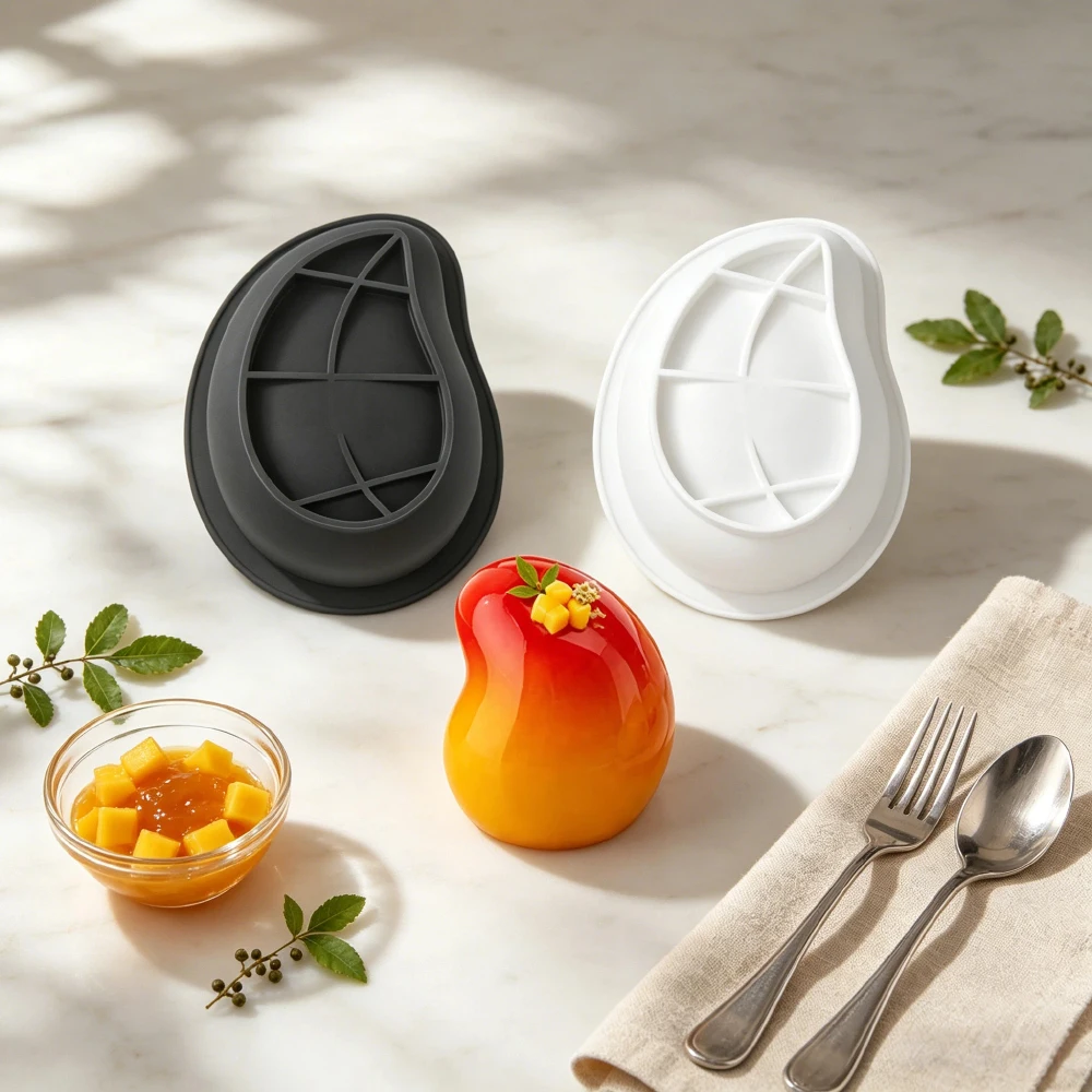 Single Mango Mousse Cake Silicone Mold Chocolate Pudding Dessert Baking Mold Realistic Fruit Shaped Candle Fun Mold