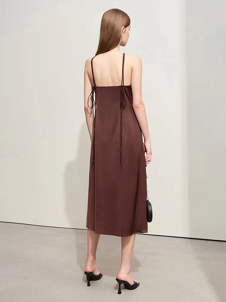 Amii ミニマリズム レディース ワンピース 2025 女性用 夏新作 キャミソールワンピース エレガント モダン スリム 無地 ファッション レディース服 12452057