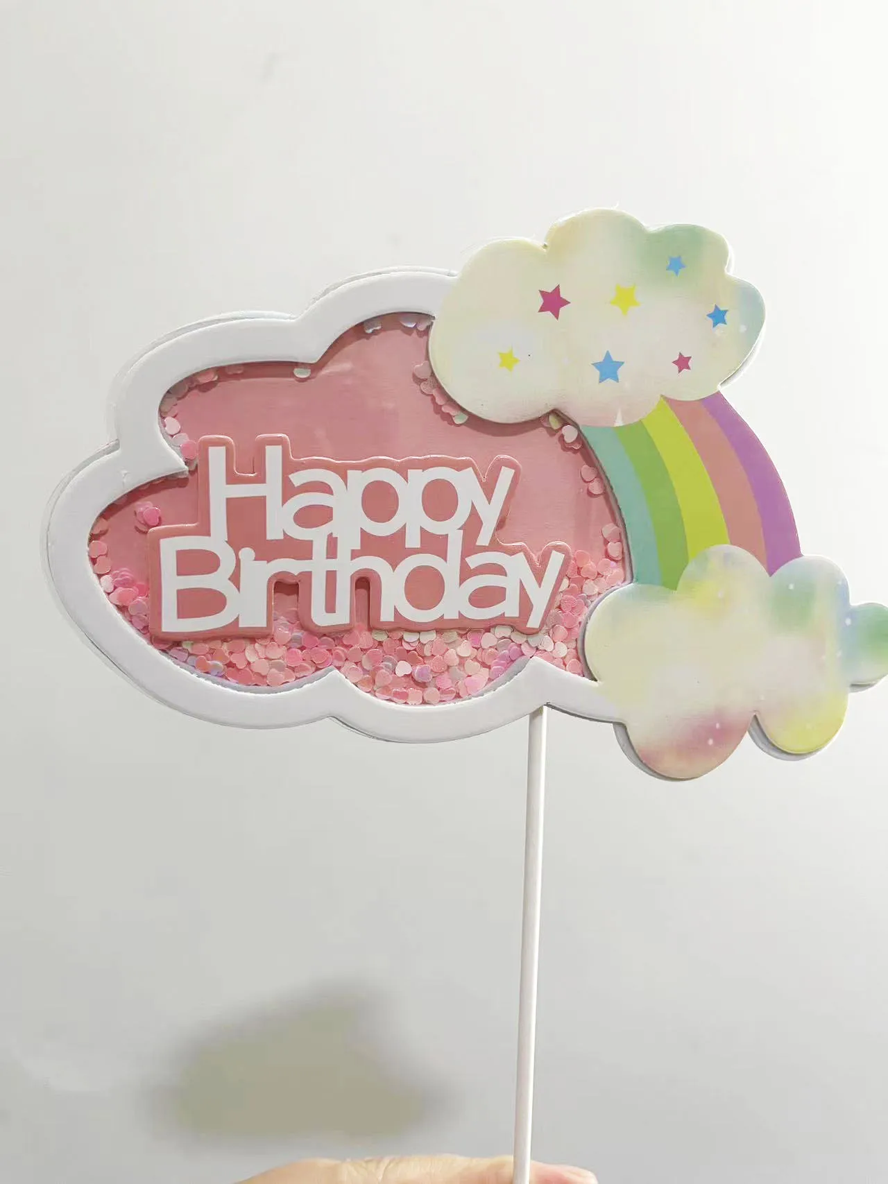 Beautiful  Rainbow Cake Topper Birthday Decoration Party Supplies Happy Birthdays Cake1-3 Decorations Rainbow Tools