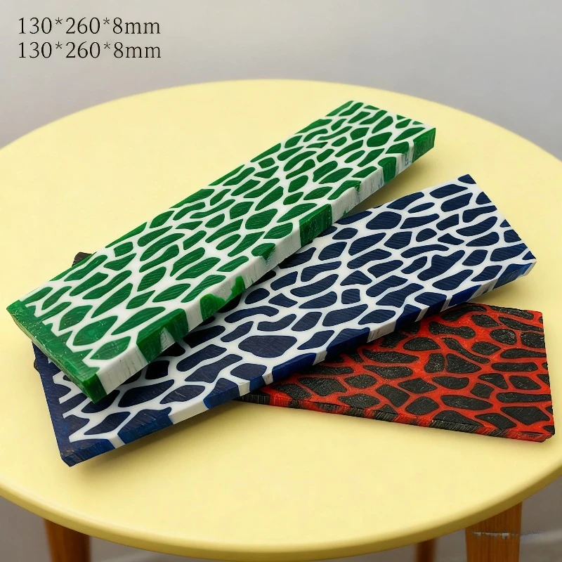 Balance à manche en résine avec motif de girafe coloré – Pour la fabrication de manche de couteau de bricolage/fait maison, matériel artisanal (260x130x8mm)