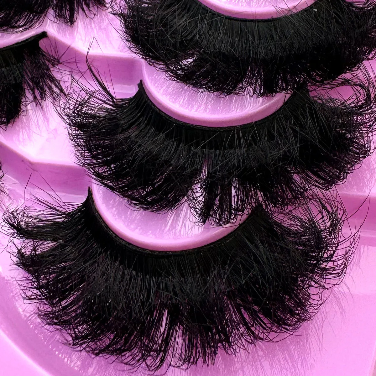 7 Pairs Thick 9D Faux Mink False Eyelashes Multi-Layered Curly & Fluffy, Soft & Voluminous Drama Messy 18- 25mm Ultra Long Dense - view 3