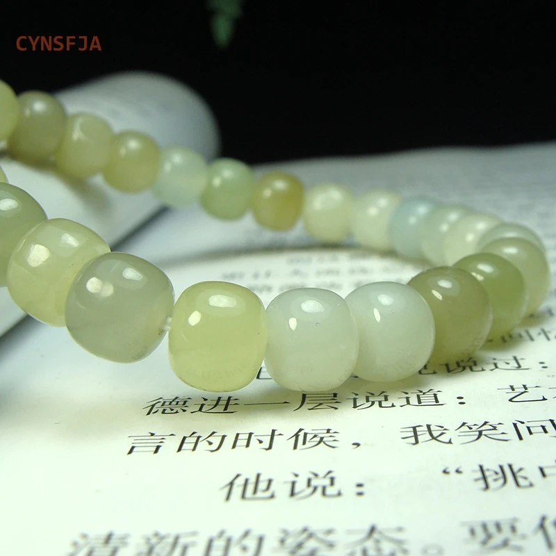 CYNSFJA Real Certified Natural Hetian Nephrite Jade Lucky Charms Easthetic Beads Jade Bracelet Choice Quality Blessing Gift