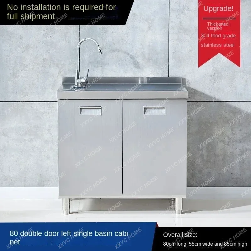 YY Stainless Steel Cabinet 304 Thickened Kitchen Stove Locker Cupboard Simple