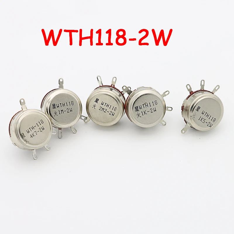 

5PCS WTH118 1K 2.2K 4.7K 10K 47K 56K 68K 100K 470K 1M 2W 1A Potentiometer Authentic Variable Resistor VR Resistance 10K Ohm