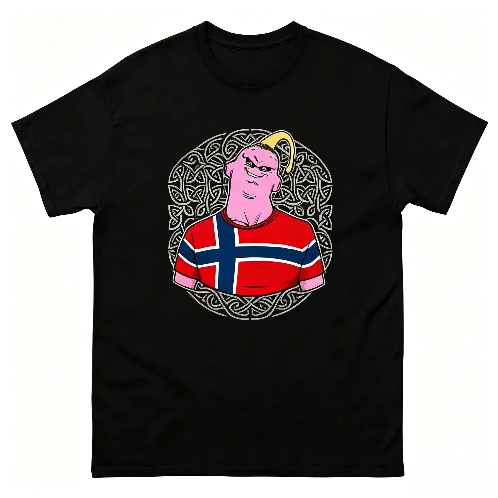Cartoon Portrait Nordic Knot Ornament Graphic Men T-shirt Flag Print O-neck Vintage Streetwear Casual Sports Short Sleeve Tee