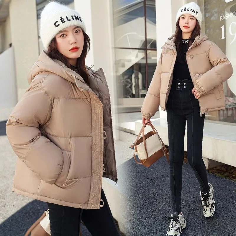 Winter Puffer Jacket Women Parkas Coat 2023 Oversize Thicken Warm Black Hooded Korean Fashion Outerwear Padded Cotton