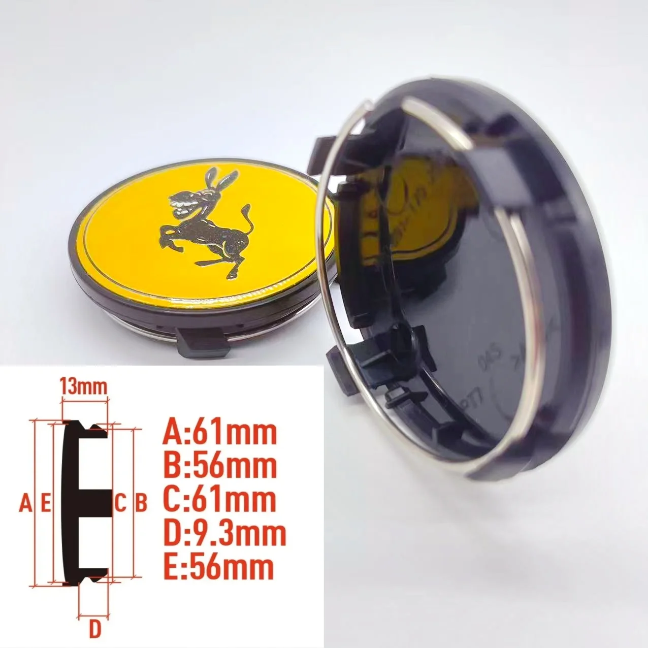 

4PCS JDM Sport Rim Cap Clip 61mm Donkey Logo Emblem Sticker Wheel Center Hub Caps Car Cover Cap Black & Silver