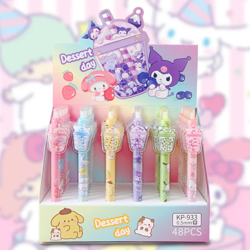 6 Pieces Sanrio Water Bottle Drinks Neutral Pen Cinnamoroll Pochacco kuromi Pom Pom Purin Mymelody ballpoint pen Acrylic Gel Pen