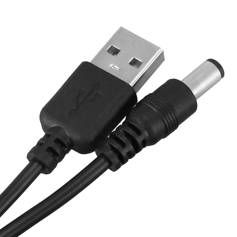 Câble d'alimentation USB 5V DC Barrel Jack, 5x, 5.5mm, 2.1mm, Noir, 75cm