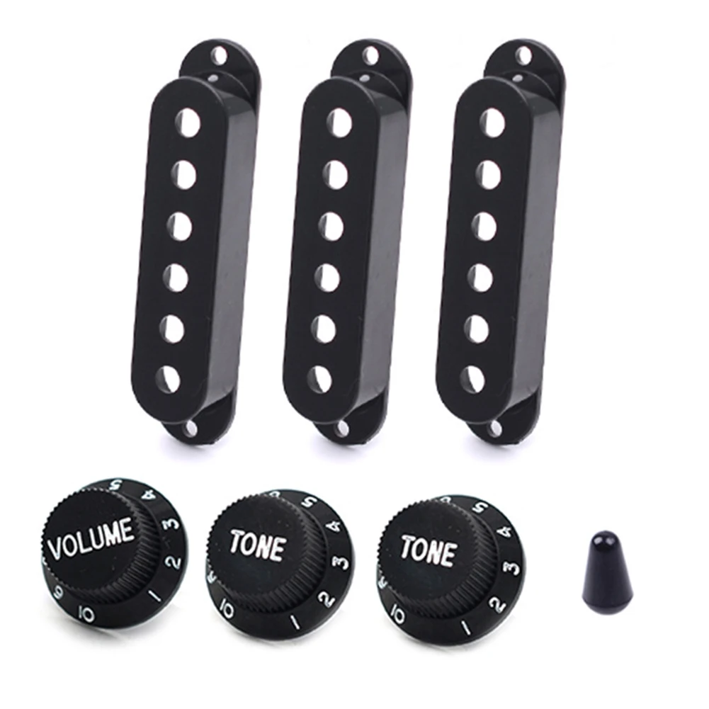 SSS Style Pickup Covers 48 50 52MM for Single Coil Electric Guitar with Volume and 2 Tone Knobs plus Switch Tip for 5 Way Switch
