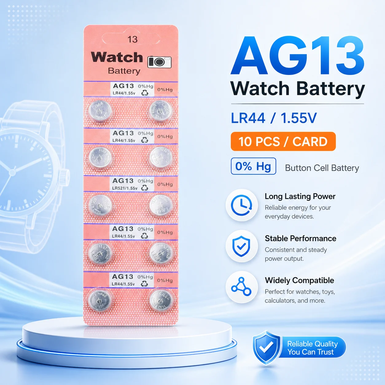 AG13 LR44 Universal Button Coin Cell Battery For Watches Toys Remote Control Small Electronics
