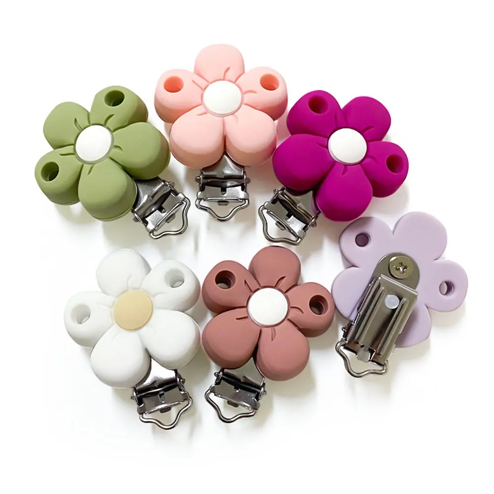 1PC flower silicone pacifier chain clip nipple necklace clip baby toy gift