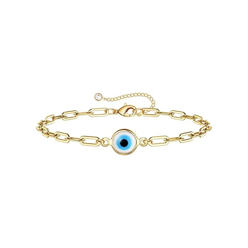 Z motywem tureckim w stylu Vintage niebieskie bransoletka Evil Eye dla kobiet regulowany łańcuszek bransoletki ze stali nierdzewnej biżuteria na