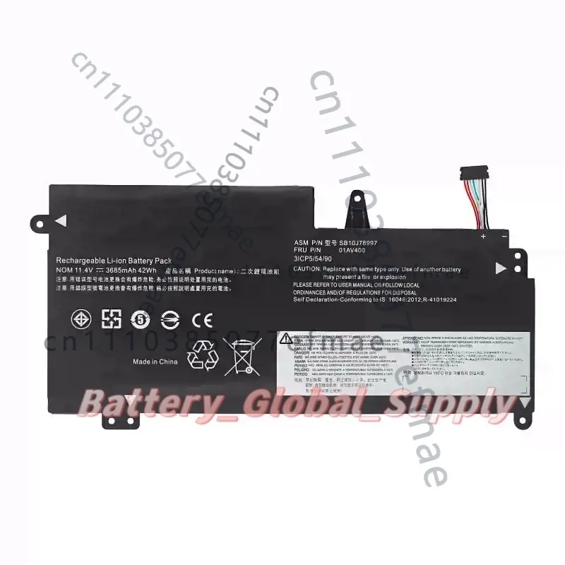 

Аккумулятор для LENOVO 01AV435 01AV436 01AV437 SB10K97592 01AV401 11.4V 3685MAH Новый