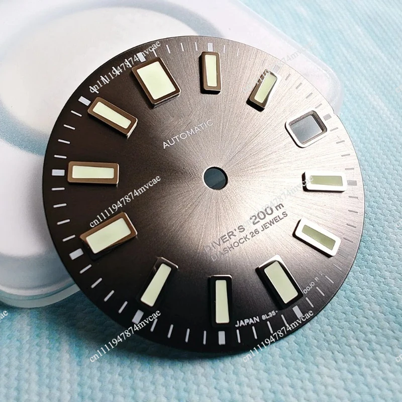 High quality 62MAS sun gray modified dial for NH35 movement Japan C3 green luminous real nail plate