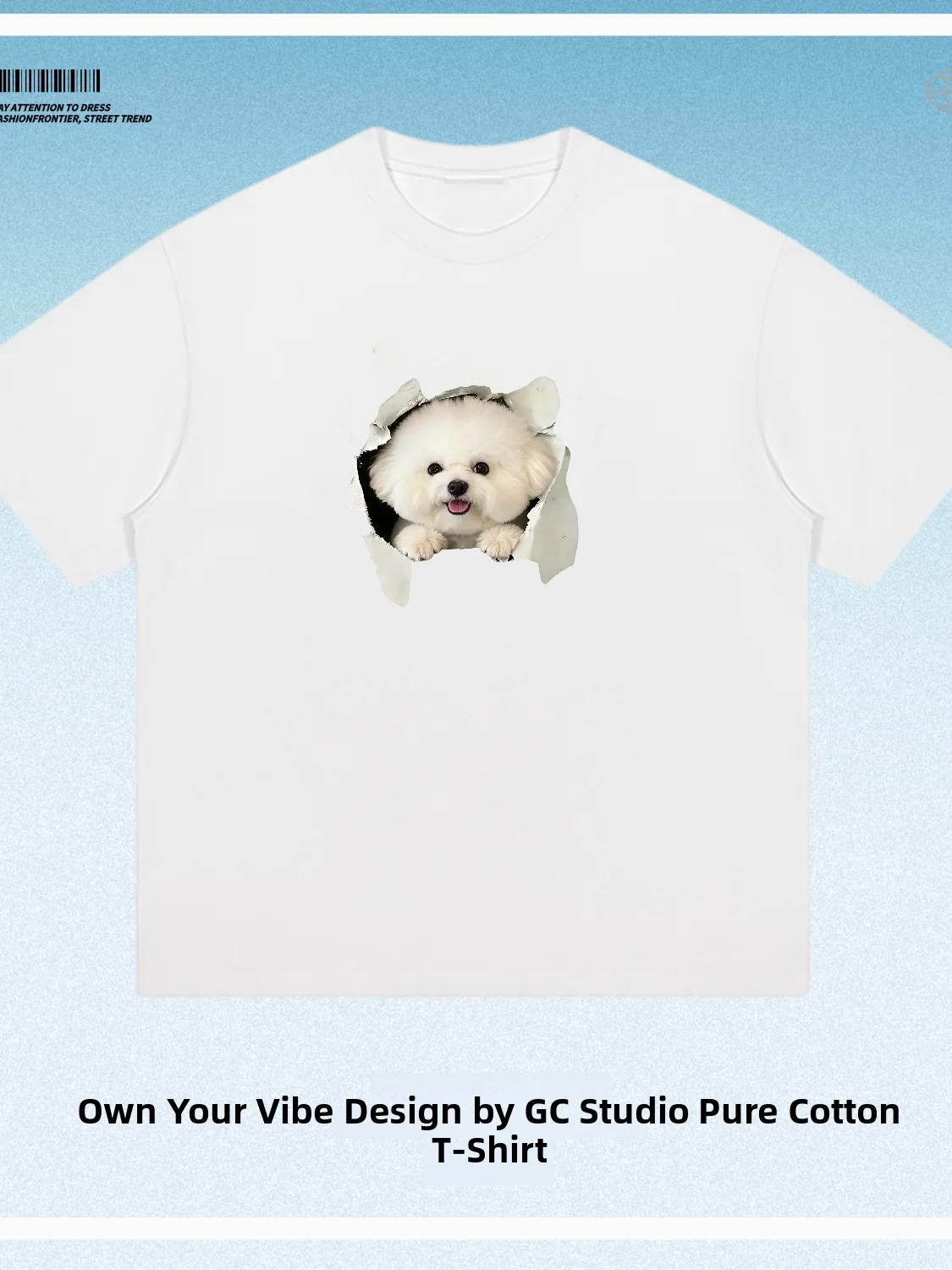 Breathable Cotton T-Shirt Men's Casual Style round Neck Short Sleeve Printed Top Fashion Fun Design Hole Punch Summer New