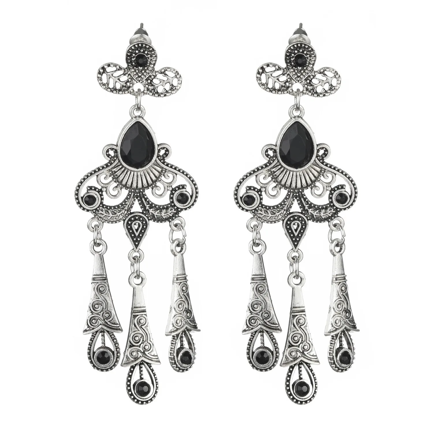 1920s Gates-style makeup dance party  dress accessories inlaid with  tassels pearl water drop earrings girl