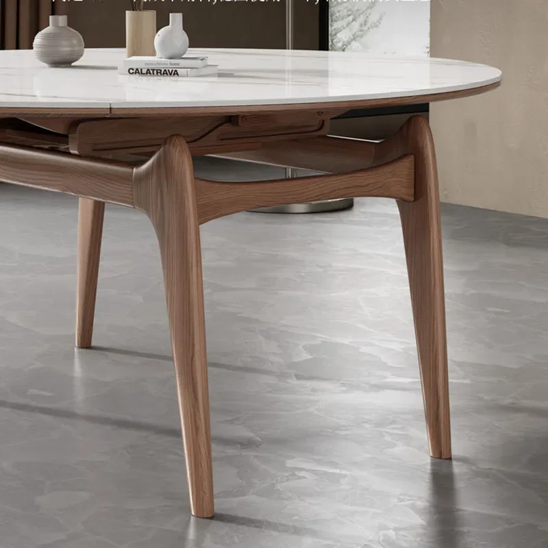 Mesa de comedor ovalada blanca, diseño de mármol nórdico, resistente al calor, minimalista, muebles de cocina