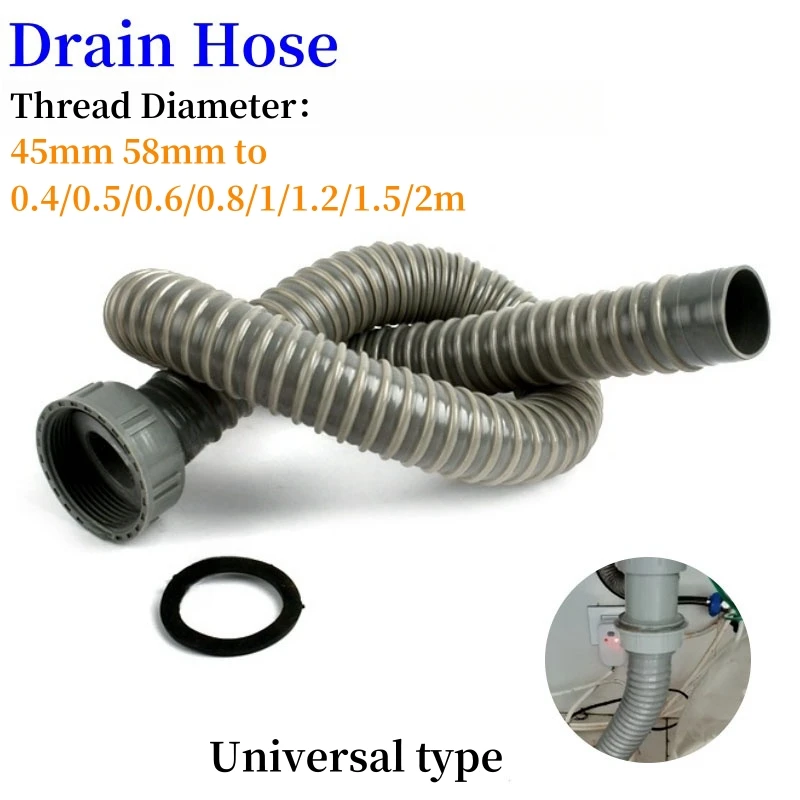 1PC 45/58mm to 0.4~2m Kitchen Sink Dishwasher Drain Hose Bathroom Accessories Universal type Household Lengthening Drainage Pipe