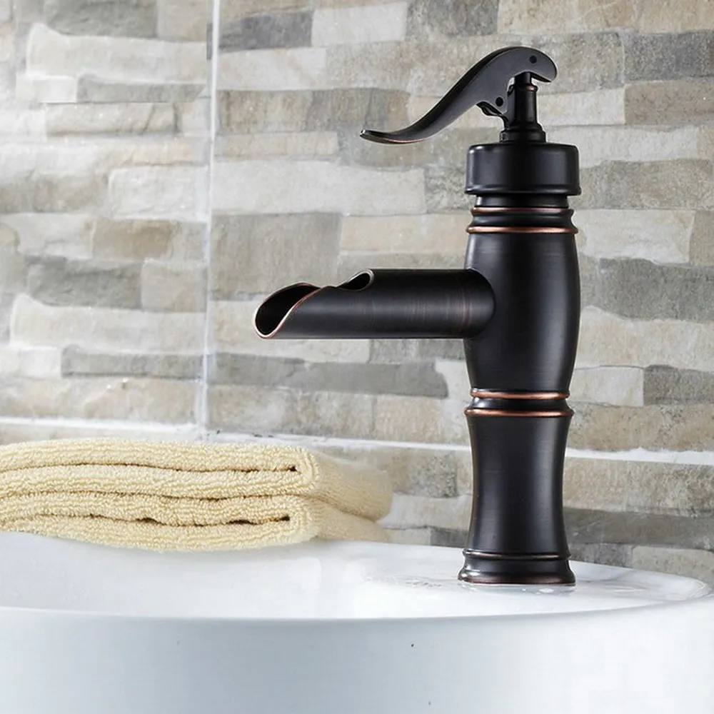 

Bathroom Faucet Oil Rubbed Bronze Finish Bathroom Waterfall Basin Faucet Sink Mixer Tap Deck Mounted Nhg012