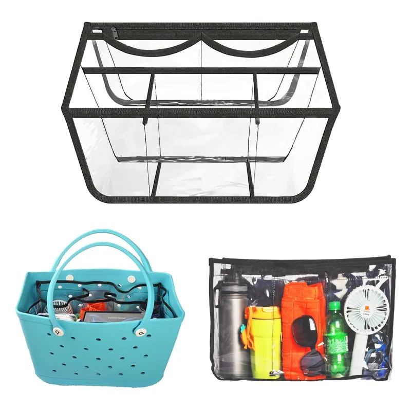 

Extra Large Insert Bogg Bag Accessories Waterproof EVA Rubber Beach Basket Jelly Handbag Clear Storage Inner Bogg Bag Organizer