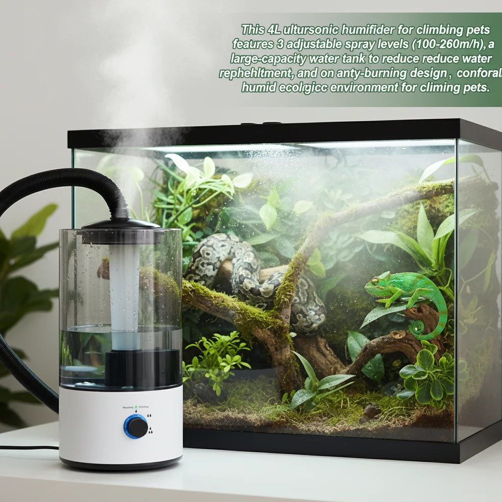 

Увлажнитель воздуха для рептилий, 4-литровый ультразвуковой увлажнитель с холодным туманом, 3 уровня распыления, 100-260 мл/ч, автоматическое отключение, вилка стандарта США