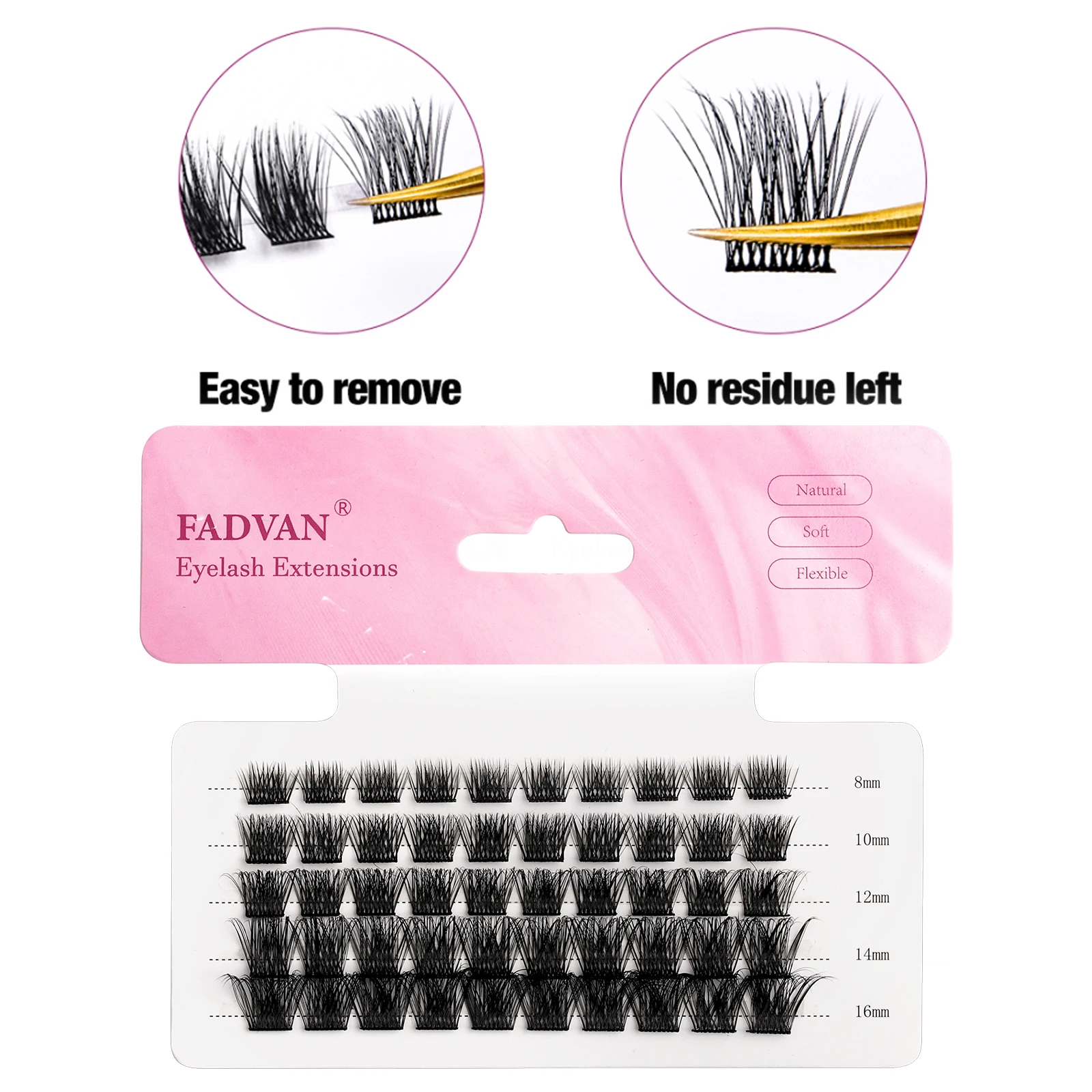 Fadvan DIY Clusters Eyelash Extension Mix Dovetail Individual Lashes 60 Volume Natural Segmented Eyelash Bundles Makeup Supplies