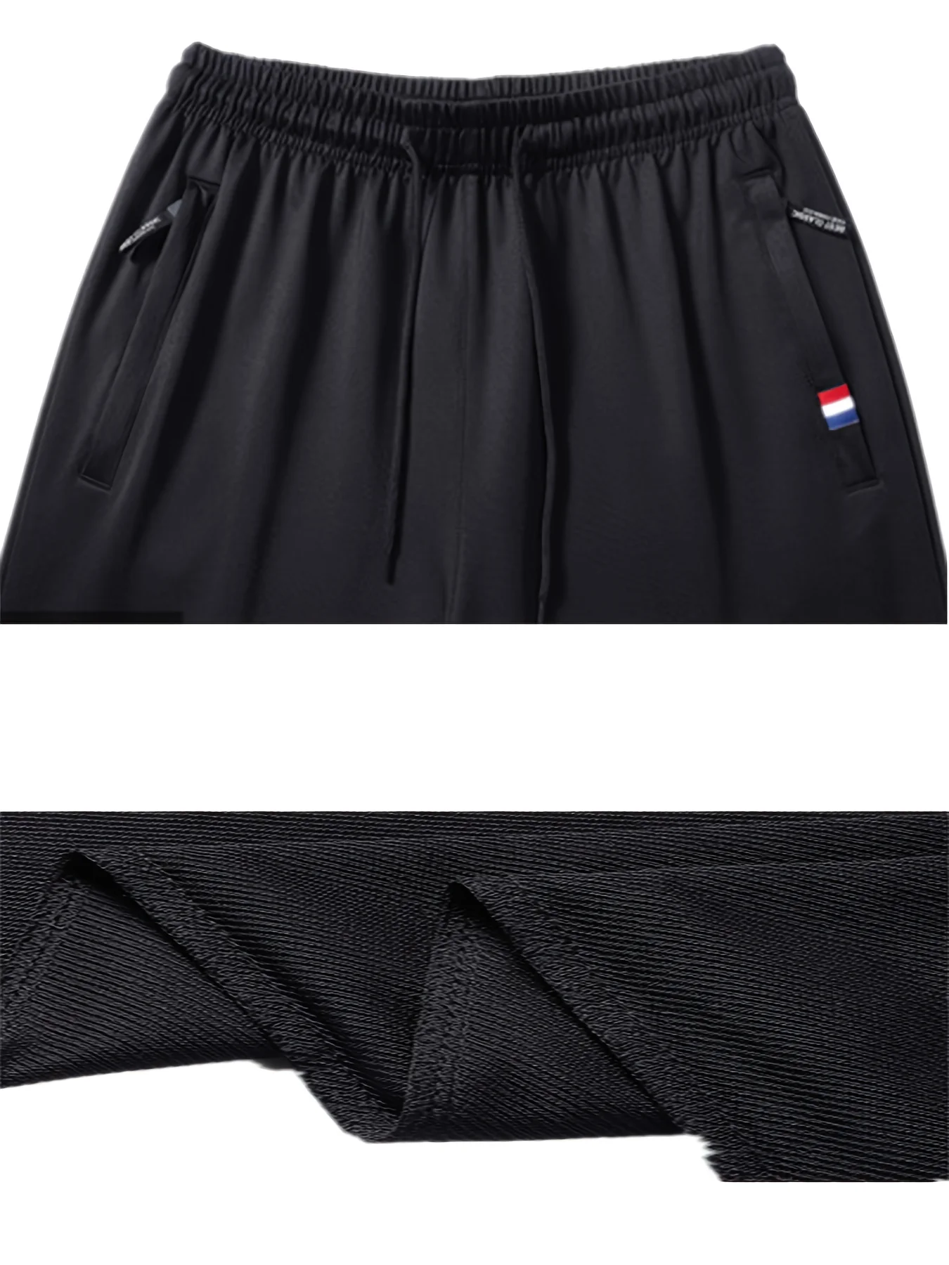 2-piece Black Pants Autumn Men's Stretch Belt Zipper Pocket Jogging Elastic Cotton Fitness Sport Suitable Gym Hiking Daily Wear - Image 5