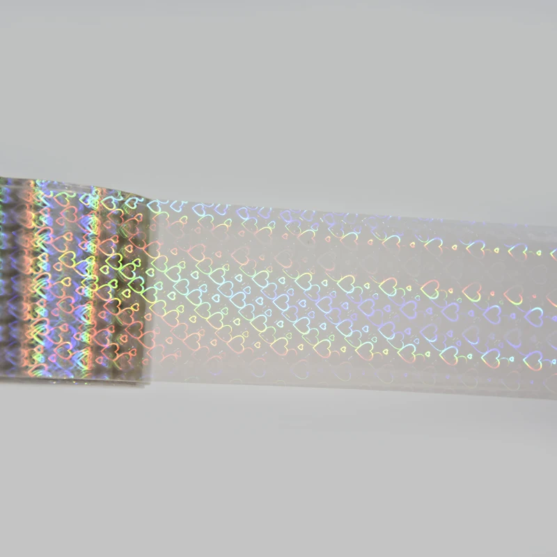 투명 레이저 하트 네일 포일 홀로 하트 빔 포일 페이퍼, 네일 아트 장식 도구, 핫 스탬핑 전송 포일 스티커, 100cm