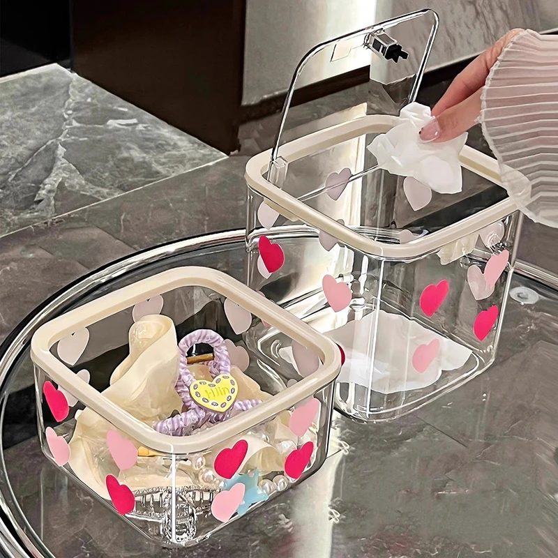 Desktop Trash Convenient Plastic Storage Box Desk Organizer Bathroom Accessories Jewelry Makeup Stationery Hair Clip For Home