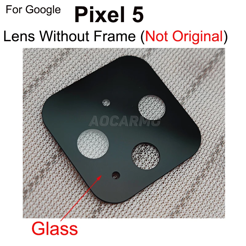 Aocarmo For Google Pixel 5 Rear Back Camera Lens Glass With Frame Ring Adhesive Sticker Replacement Part