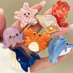 8pcs Acetate Ocean Animal Hair Clips for Women Non-Slip Summer Beach Accessories Crab Starfish Whale Multi-Pack Gifts